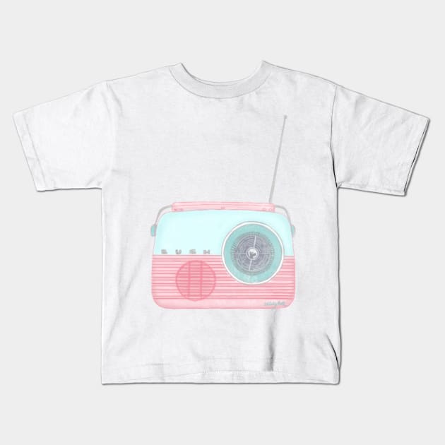 vintage pastel radio Kids T-Shirt by OddityArts